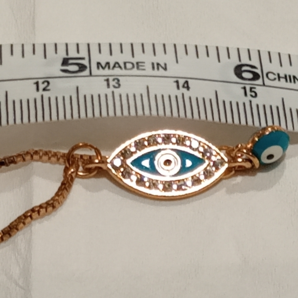 Twin Evil Eye Enamel Adjustable Bracelet - Picture 8 of 12